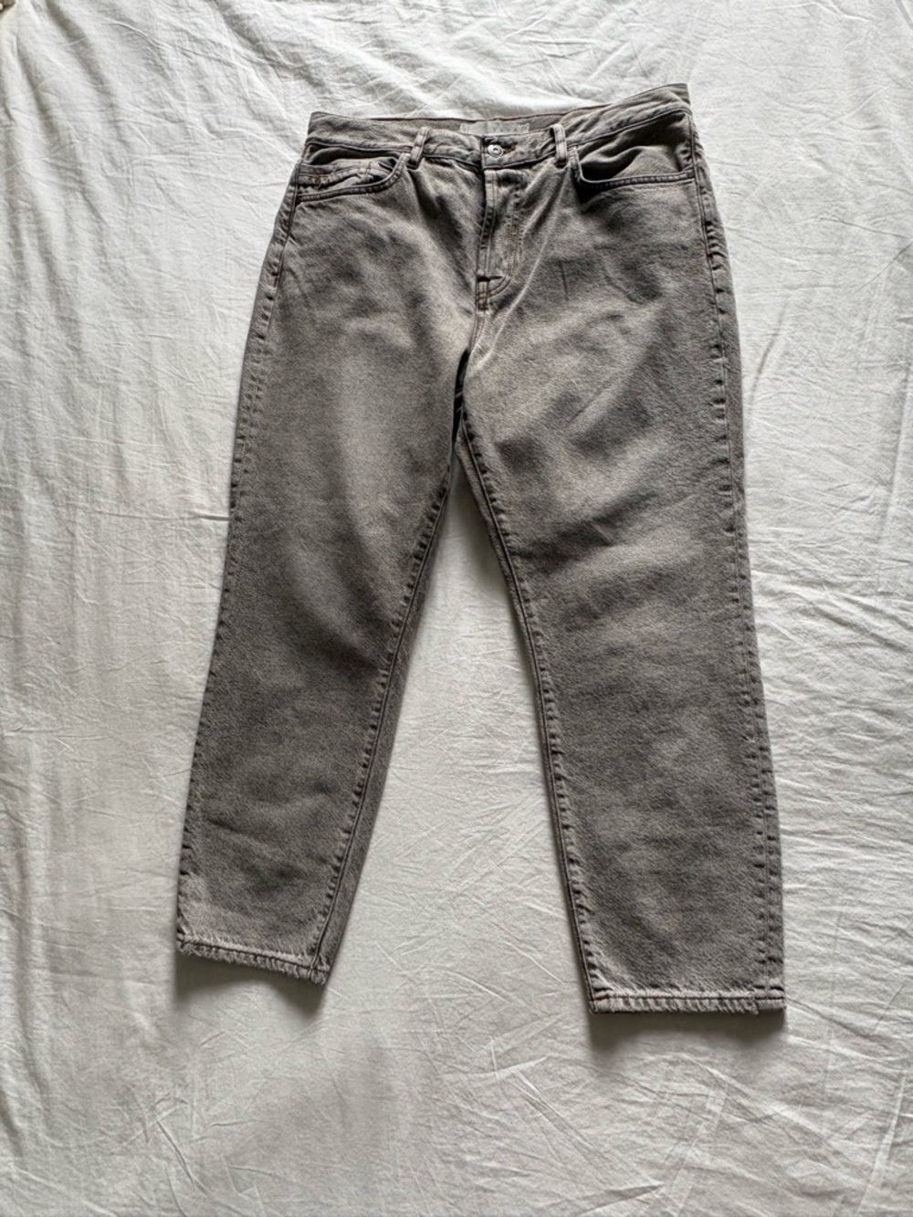 YAYA Denim Studio Grey High Rise Straight Leg Jeans Size 42 Minimalist